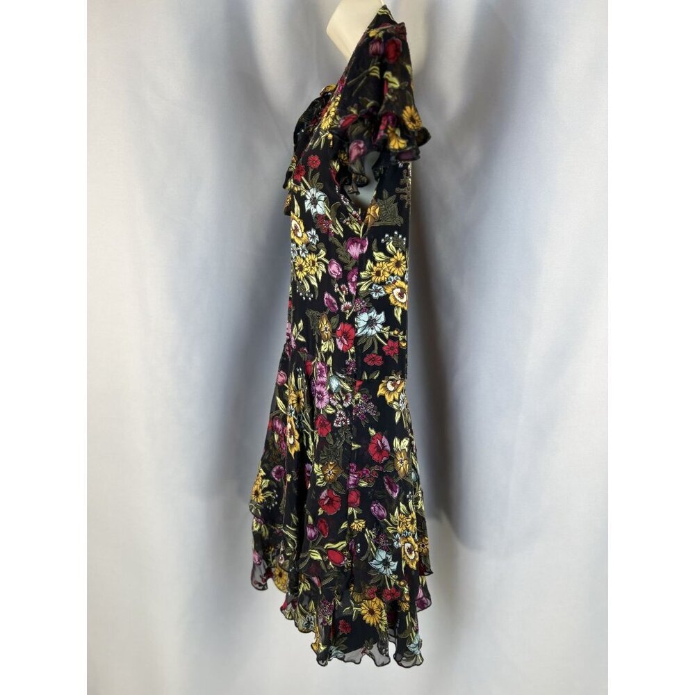 NEW Alice + Olivia Moore Western Floral Tie Neck Layered Dress $440 - Picture 10 of 13
